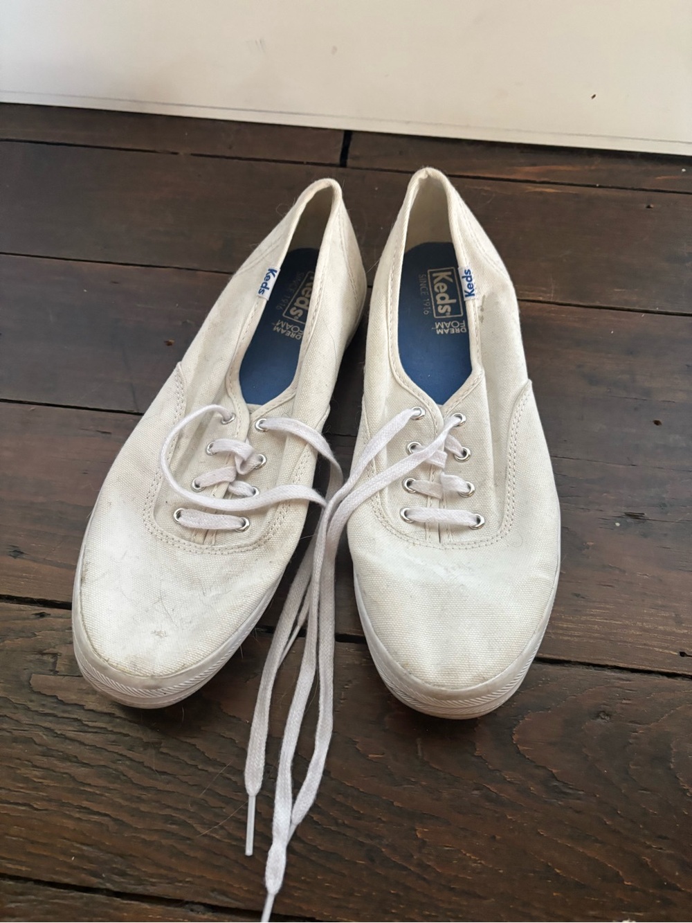 Keds Women's Off-White Canvas Lace-Up Sneakers